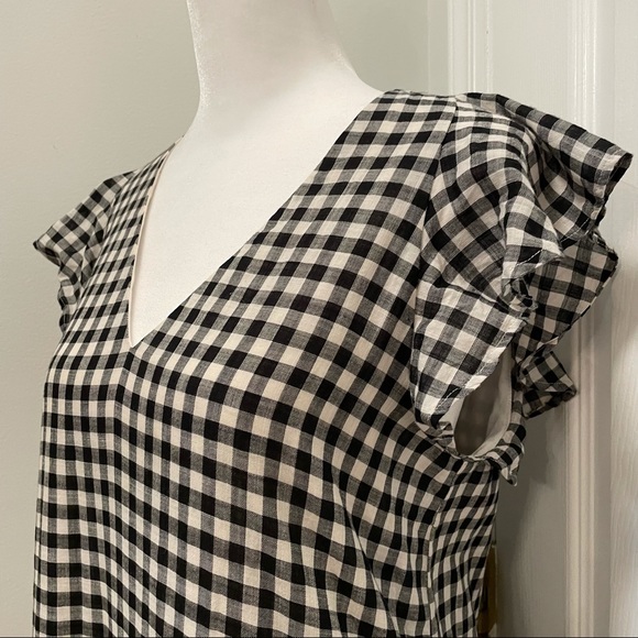 Madewell Gingham Flutter Sleeve Cotton Dress 0 - Picture 6 of 13